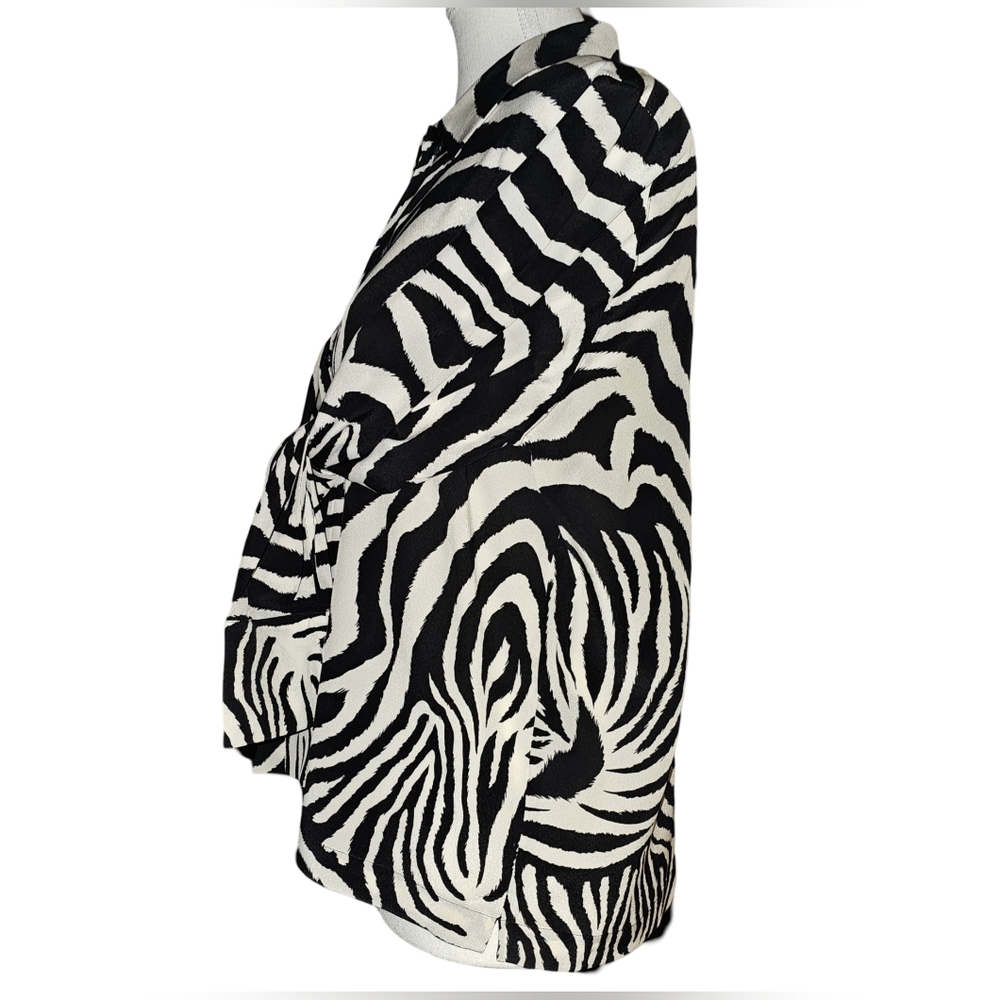 Laurel Silk Zebra Print Blouse Vintage Y2K Black Ivory Button Front EU 34 - Picture 6 of 15